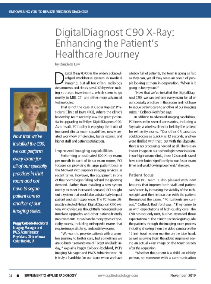 DigitalDiagnost C90, matéria sobre a PCI, raios X melhorando a saúde do paciente, jornada (Download .pdf)