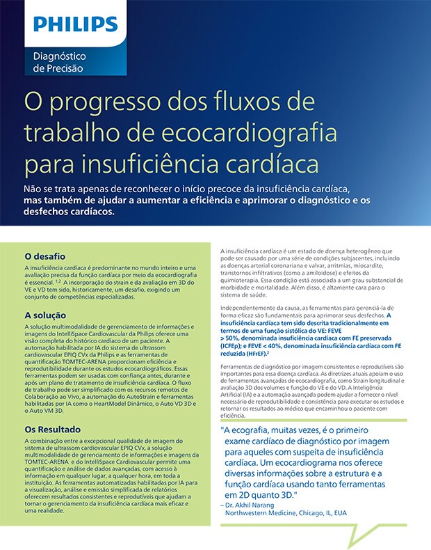 Capa do artigo da Philips sobre soluções de imagem cardíaca para gerenciar a detecção precoce de insuficiência cardíaca (Download .pdf)