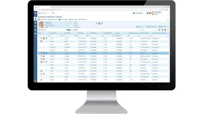 Ecrã da interface de informações do fluxo de trabalho num monitor