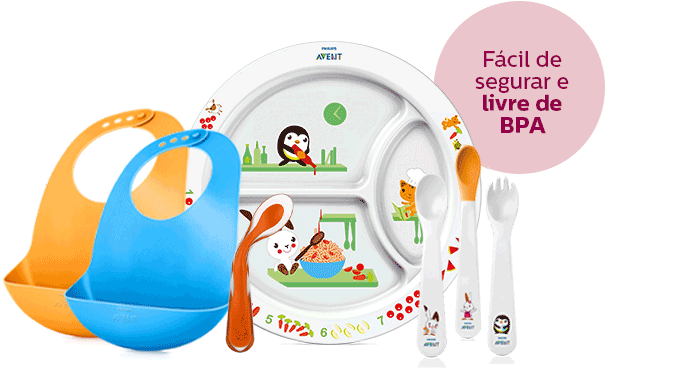 Conjunto para refeição de crianças Philips Avent fácil de segurar e livre de BPA